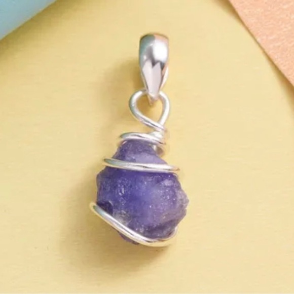 Tanzanite Artisan Rough Cut Pendant in Sterling Silver - Picture 1 of 9